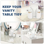 rangement salle bain bouteilles lotion bouchons coton blanc moderne compact utilisation multiple sans electricité