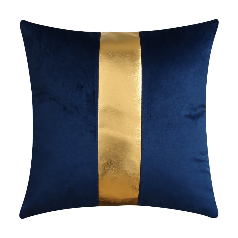 ensemble housses coussin noir rayures dorées velours luxe moderne taies oreiller décoratives
