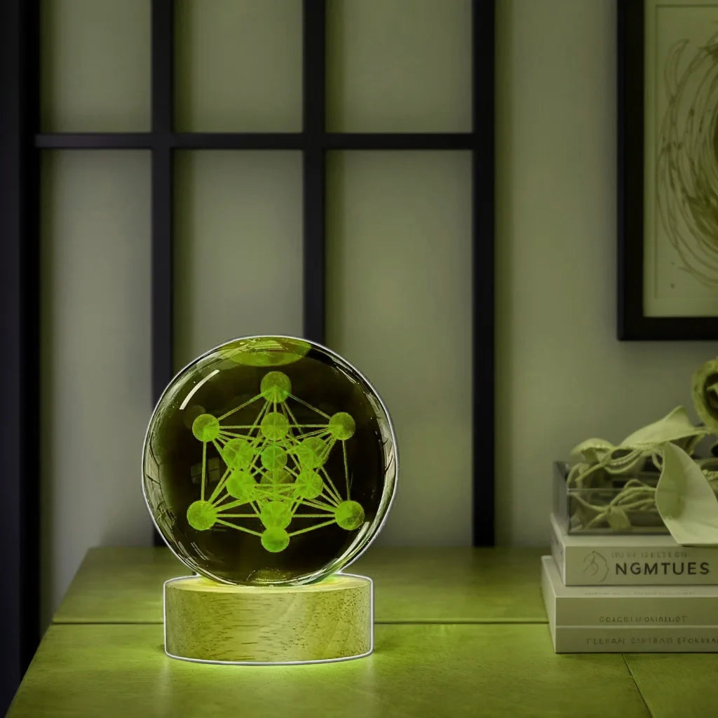 veilleuse verre transparent motif géométrique lumineux couleurs vives socle boisclair adaptateur secteur