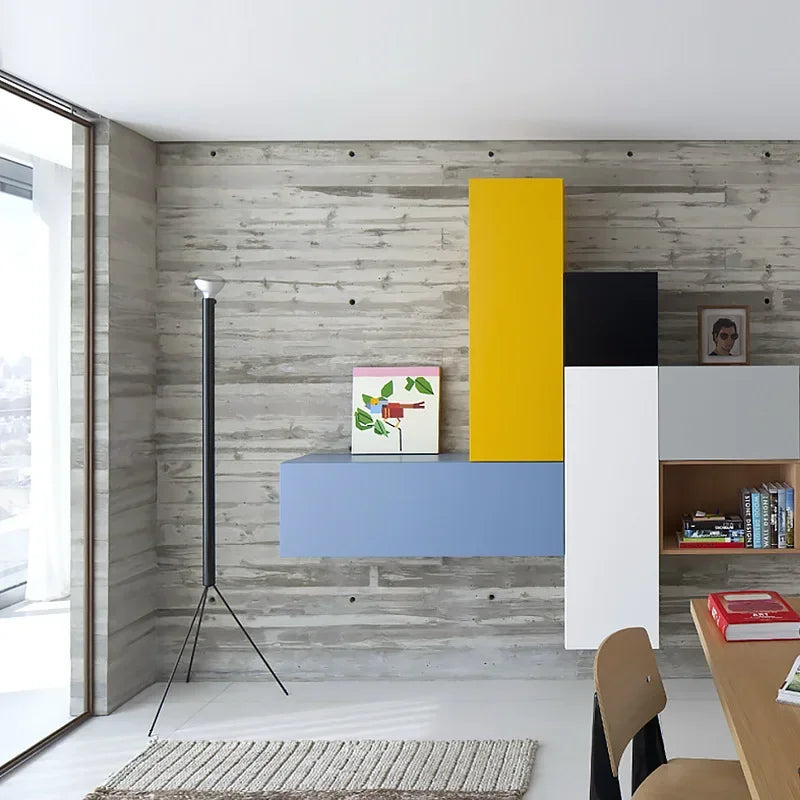lampadaire moderne minimaliste trépied blanc abat jour sphérique led rouge jaune vert bleu noir