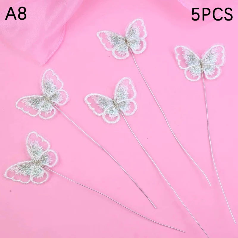 décoration gâteau papillon doré clips festif anniversaire transparent rose blanc