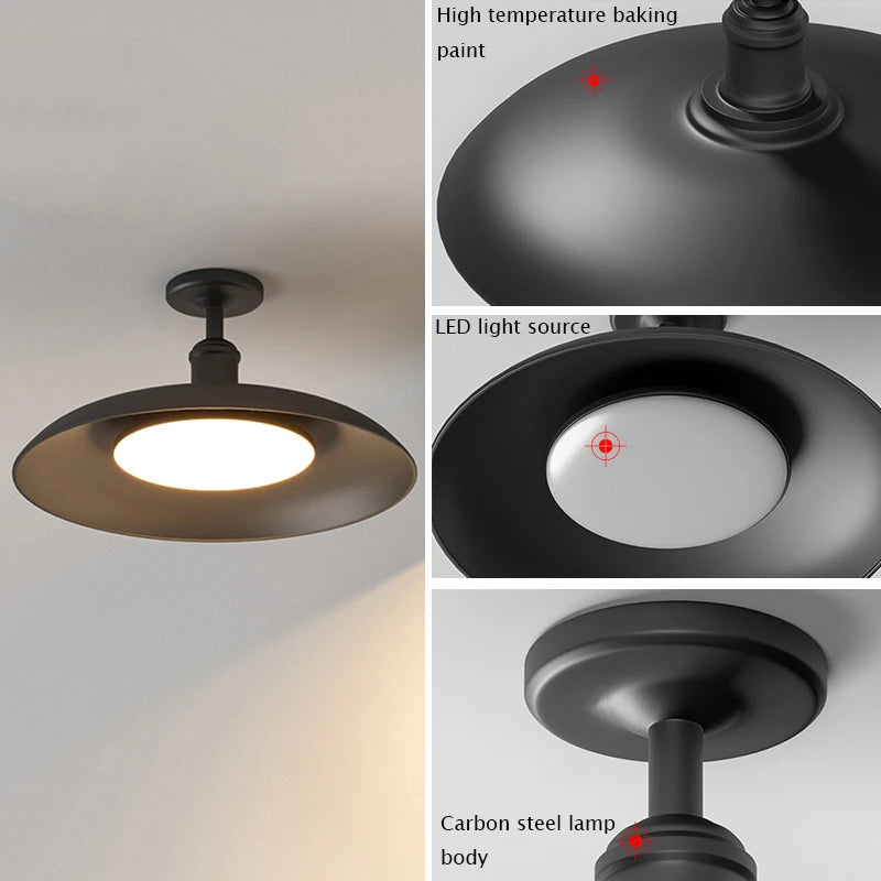 lampe moderne noire acier inoxydable suspension intérieure extérieure 24v led 29cm 34cm