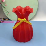 vase moderne plissé vert clair rose jaune rouge blanc plastique ruban satin fixations incluses
