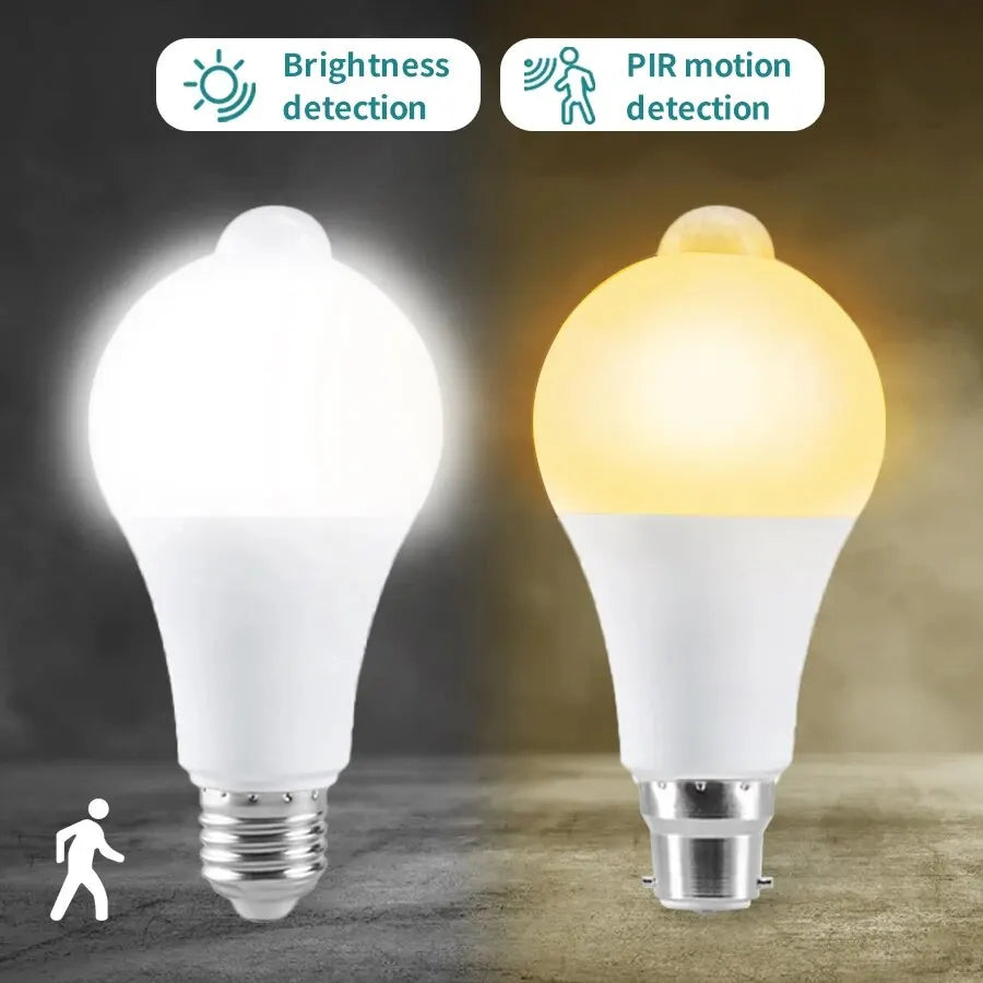 ampoule led e27 b22 détecteur mouvement blanc mat moderne sécurité garage salon