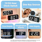 horloge numérique moderne alarme double température led noir blanc bleu