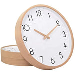 horloge murale blanche minimaliste moderne cadran boisé chiffres noirs salon chambre coucher
