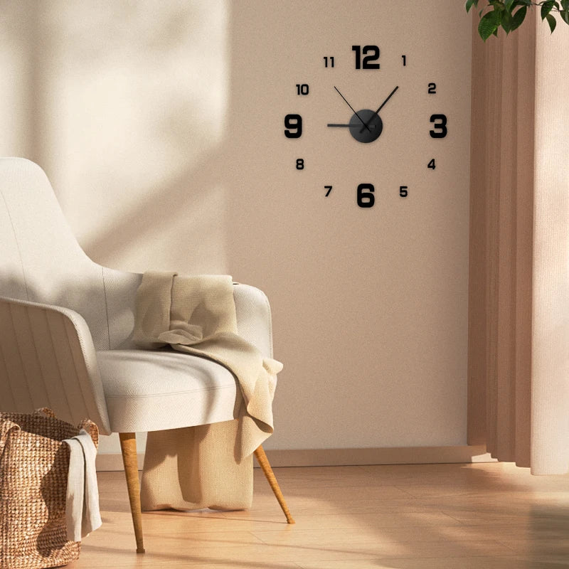 horloge murale moderne minimaliste aiguille numérique adhésive salon chambre déco