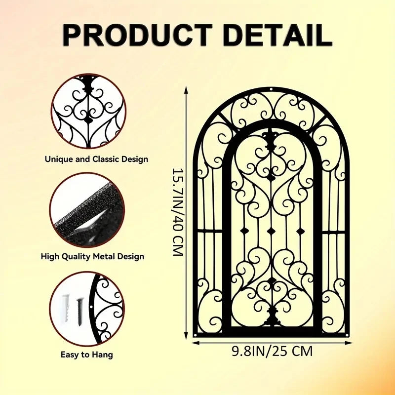 grille fenêtre noire ornements floraux classique métal décoration extérieure patio porte entrée