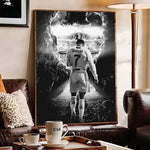 affiche noir blanche photo Ronaldo cadre décoration mur salon chambre réaliste