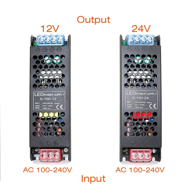 alimentation led 12v 24v 60w 100w 150w 200w 300w 400w noir moderne