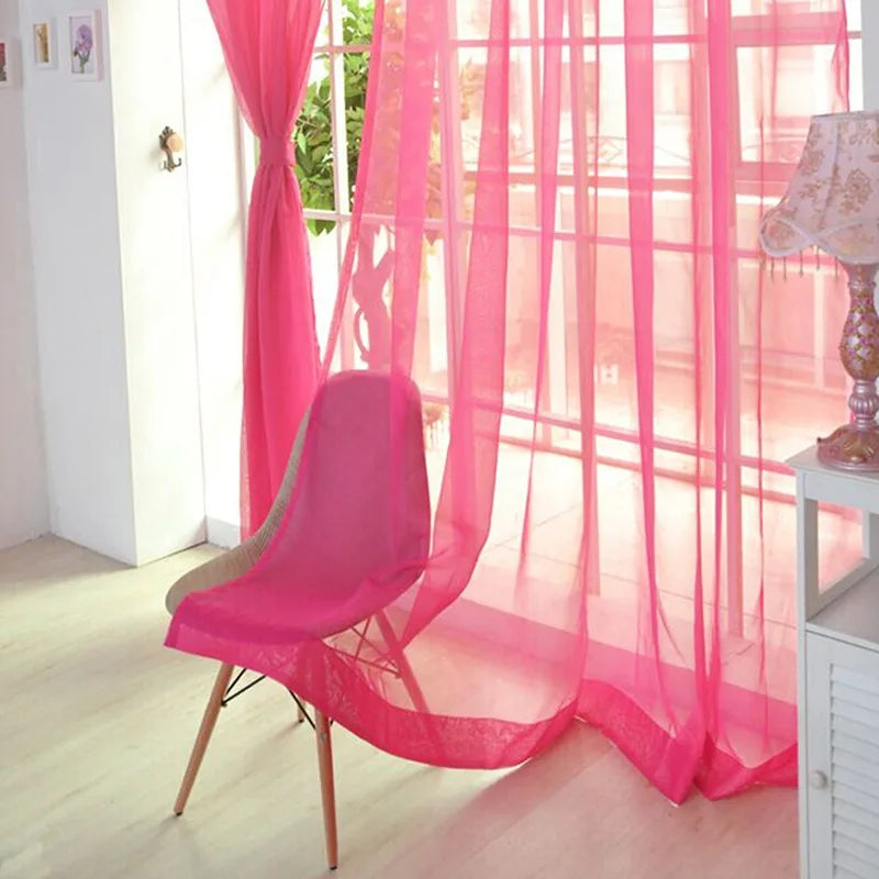 rideaux tulle transparent polyester bohème décoratif chambres salons rouge vert jaune