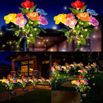 bouquet lumineux solaire fleurs artificielles rouge rose jaune bleu vert moderne clips solairesextérieur jardin
