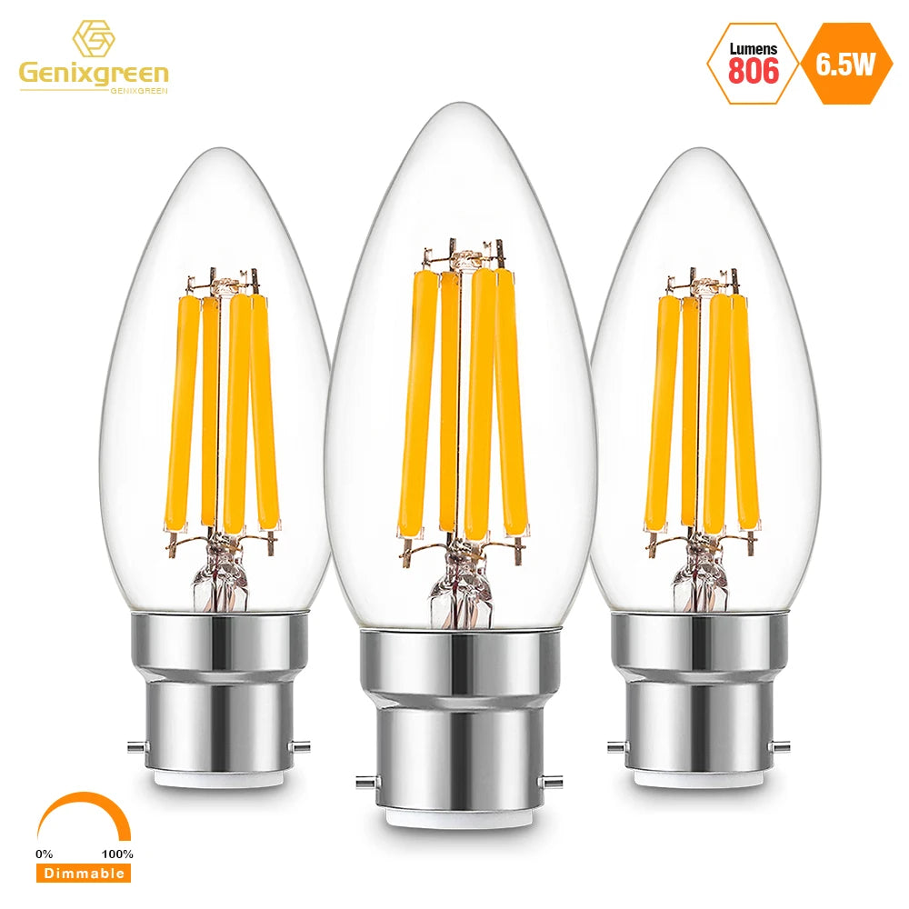 ampoule led filament transparente jaune moderne vintage b22 sans scintillement 65w 806lm