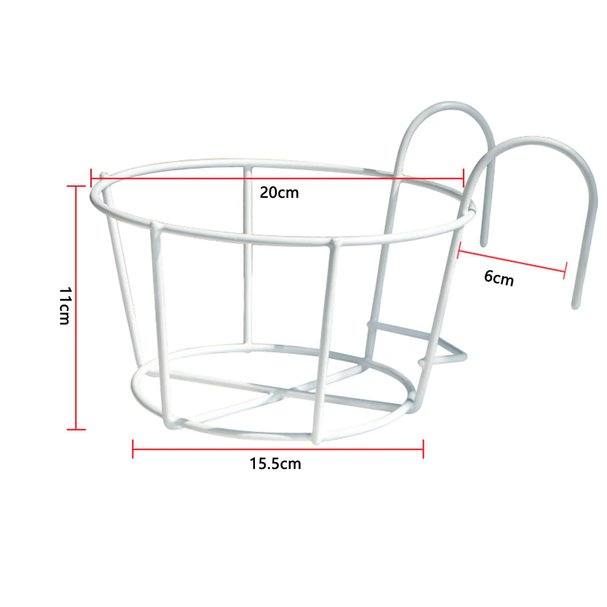 support pot fleurs rond fer noir blanc moderne clips balcon jardinage