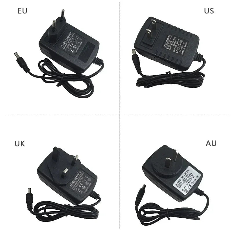 adaptateur secteur alimentation led 12v dc transformateur courant continu ruban lumineux noir