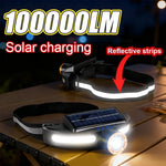 lampe frontale rechargeable led noir gris blanc réflecteur solaire moderne pratique