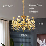 lustre or cristal transparent fleurs classique suspension chaines led moderne