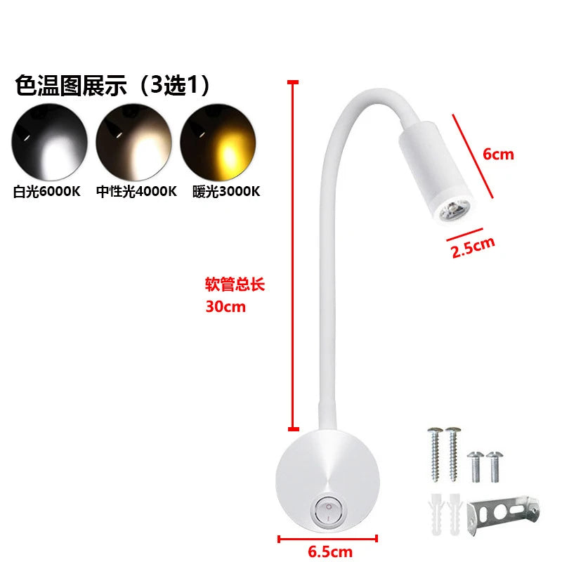 lampe murale led bras articulé tête orientable moderne minimaliste noir blanc argenté doré chambre