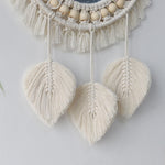 miroir décoratif boho blanc beige macramé franges artisanal