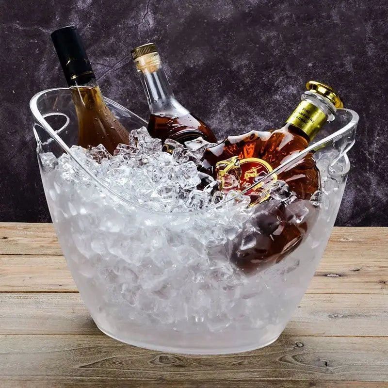 seau glace transparent 8l bouteilles champignons alcool bouteille verre vin pommes raisins cocktail moderne