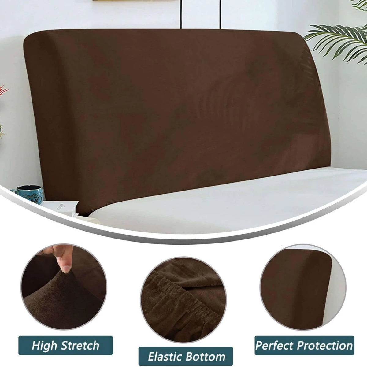 couvre tête lit velours beige moderne adhésif protection chambre maison 200cm