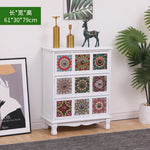 commode vintage rustique tiroirs floraux bois foncé organisateur chambre coucher bois massif