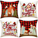 coussins carreaux rouge blanc vert doré sapins étoiles adhésifs décor noël traditionnel festive