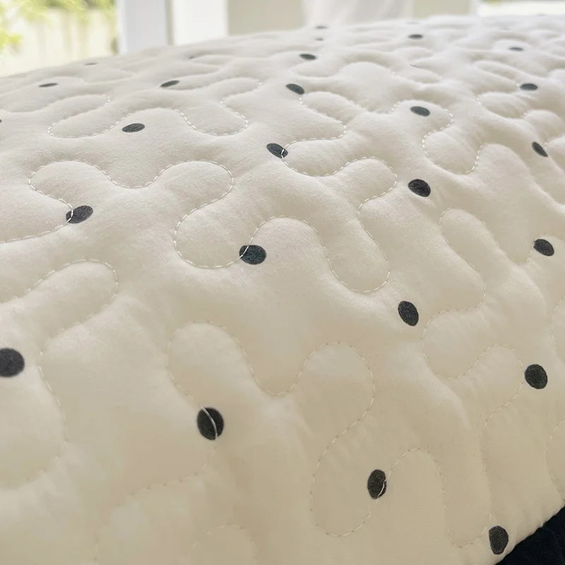 taies d'oreiller polyester non toxique motif points doux blanc housse lit couple usage domestique