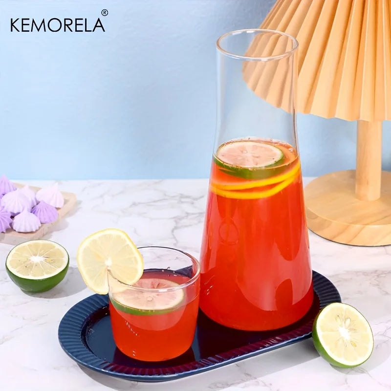 carafe verre transparent moderne verre boisson limonade citron assiette gâteau dessert minimaliste rechargeable