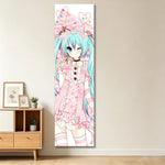 affiche murale anime rose blanche bleue twintails robe pois opaque chambre dortoir