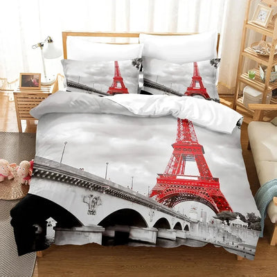 Housse de couette microfibre Tour Eiffel impression 3D