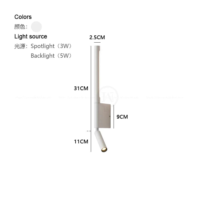 lampe murale moderne led réglable noir blanc cuisine chambre coucher