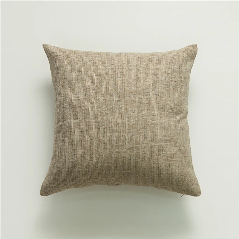 coussin carré moderne motif plante couleur verte jaune rose gris tissu lin opaque décoration