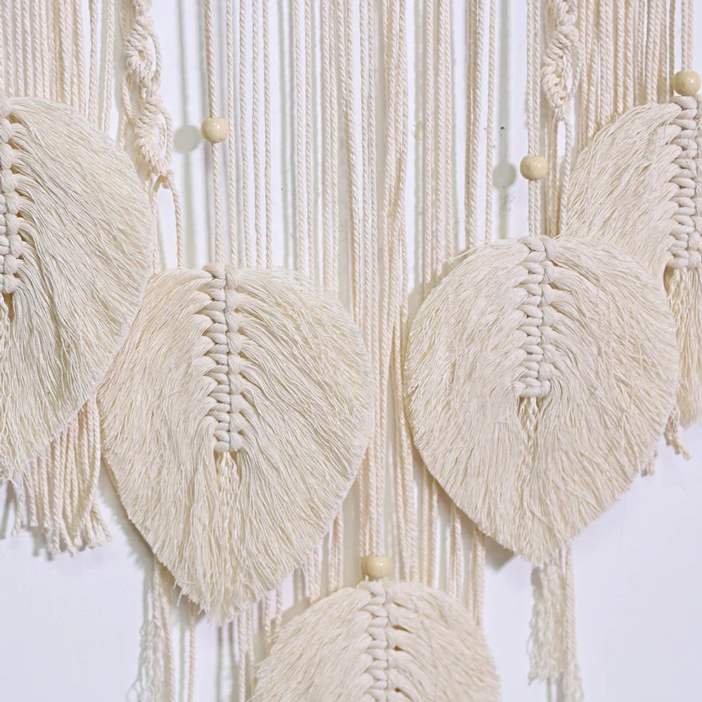 décoration murale attrape rêves macramé feuilles boho chic crochet textiles moderne maison salon