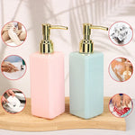 distributeur savon liquide bouteille rechargeable pompe contemporain rose clair vert pastel noir blanc mat