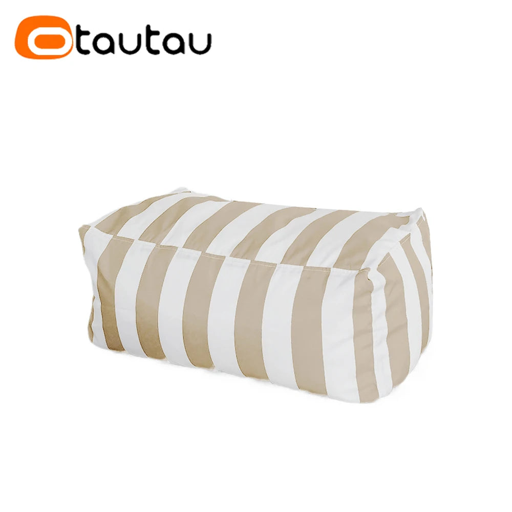 coussin d'assise jardin rayures beige blanc moderne piscine extérieur housse fauteuil plage grande