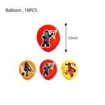 assiettes papier serviettes gobelets tissu table ninjas feu anniversaire thème ninja rouge vert