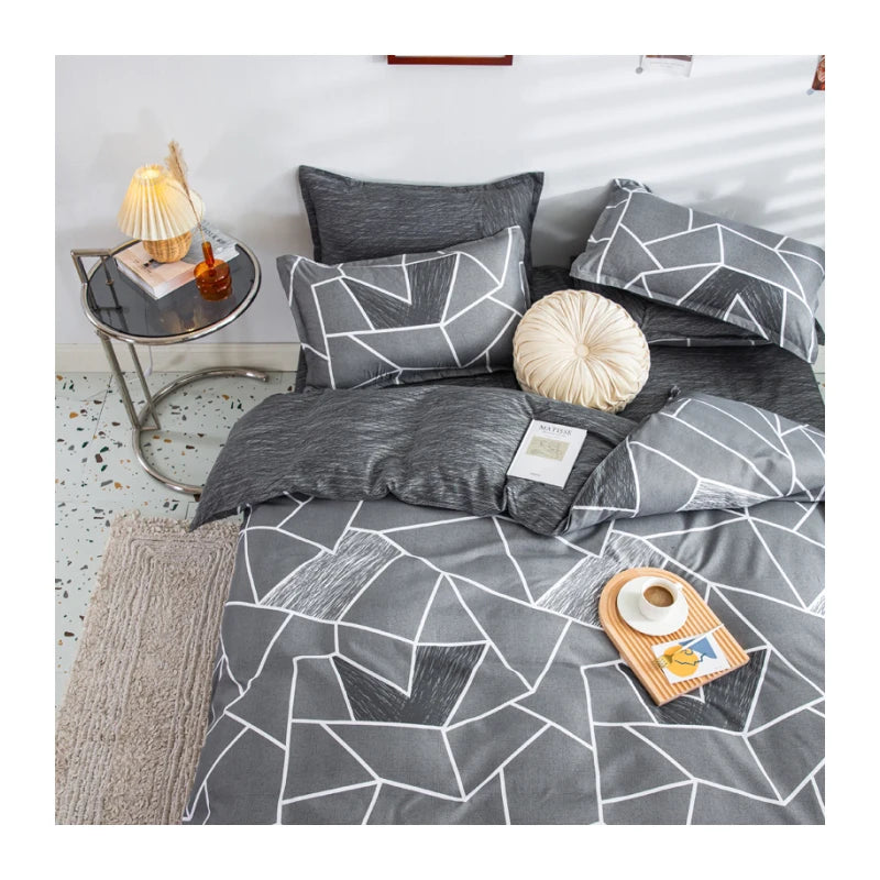 Housse de couette 220x240 en coton microcarence style carreaux bleu pour lit double confortable