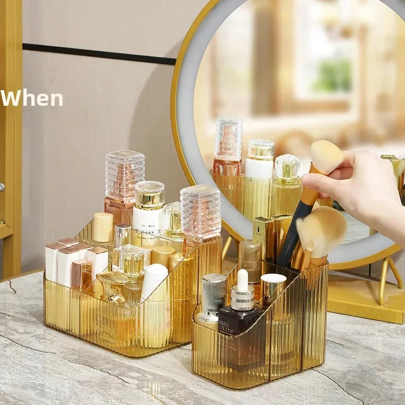 boîte rangement cosmétique transparente rayures verticales moderne minimaliste grilles petites grilles grandes