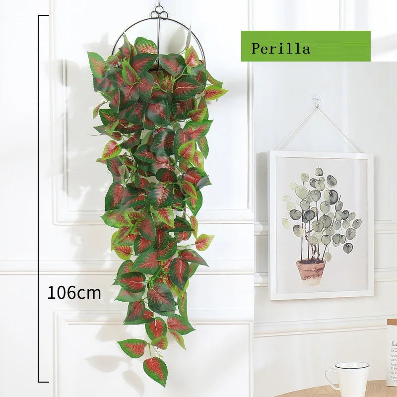 guirlande artificielle feuilles vertes moderne extérieur accrochable 100cm 66feuilles 25cm diameter