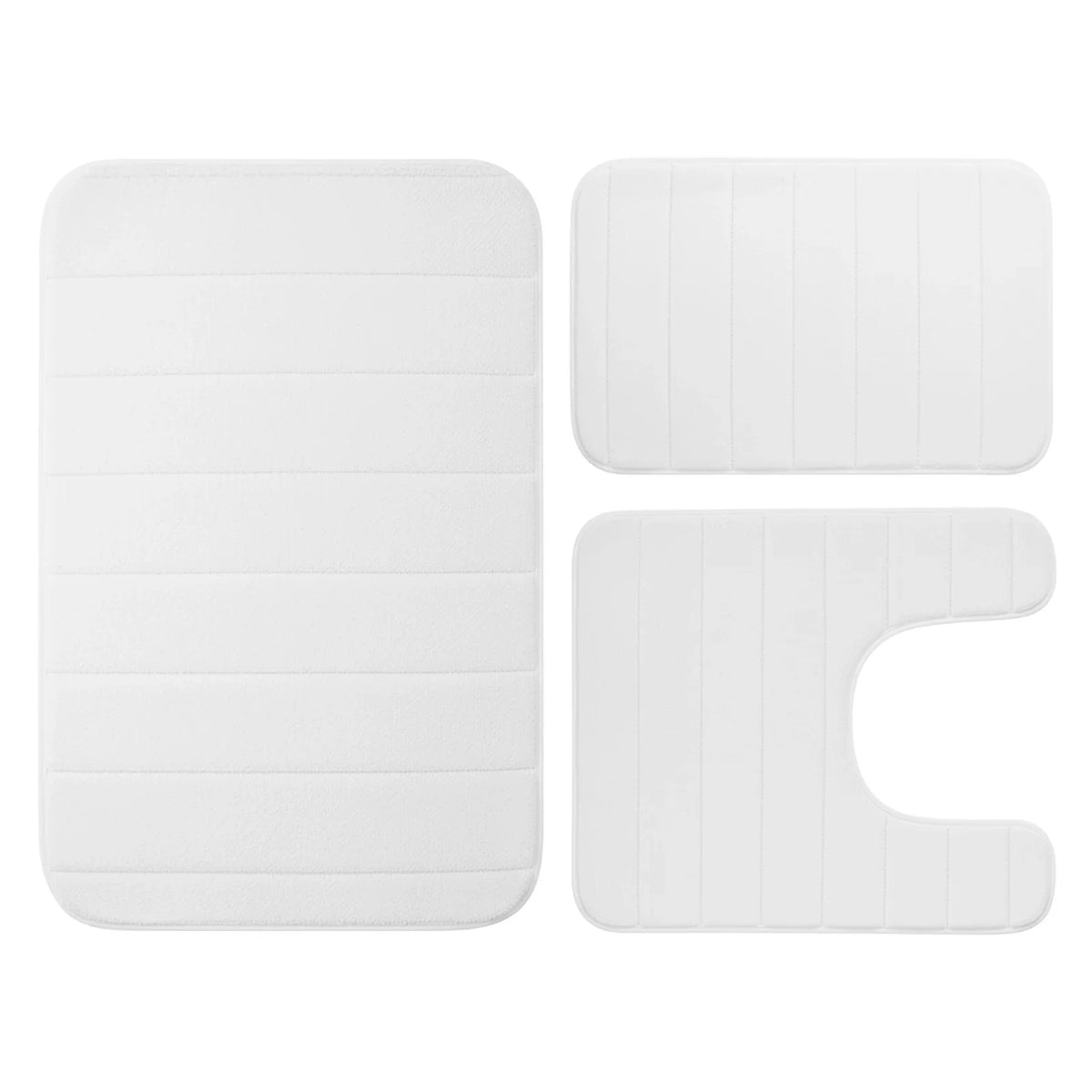 tapis bain mousse mémoire forme absorbant antidérapant moderne rayé beige clair salle bain lavable