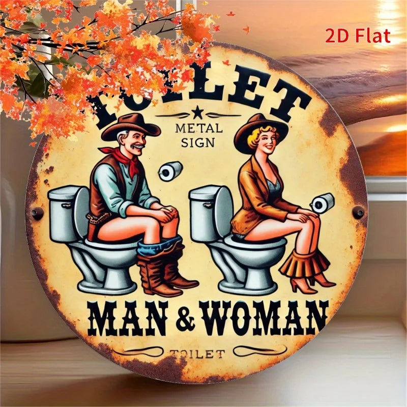 décoration murale vintage plaque métal toilettes homme femme humour écolier anniversaire noël
