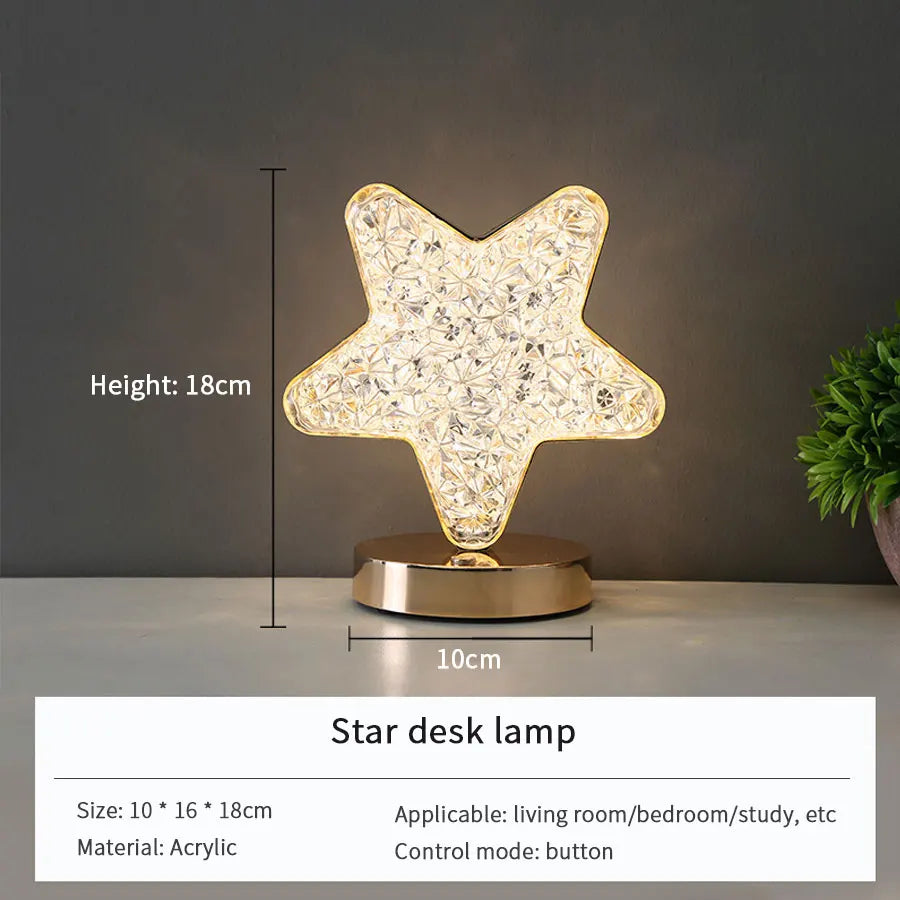 veilleuse lune forme 3d led rechargeable cristal décorative chambre fille moderne