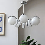 lustre led moderne sphères translucides blanc chrome interrupteur tactile salon chambre