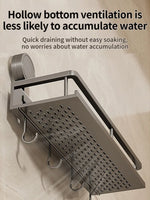étagère salle bain moderne gris perforée adhésive aluminium crochets fixationsINCT: titre été ajusté respecter