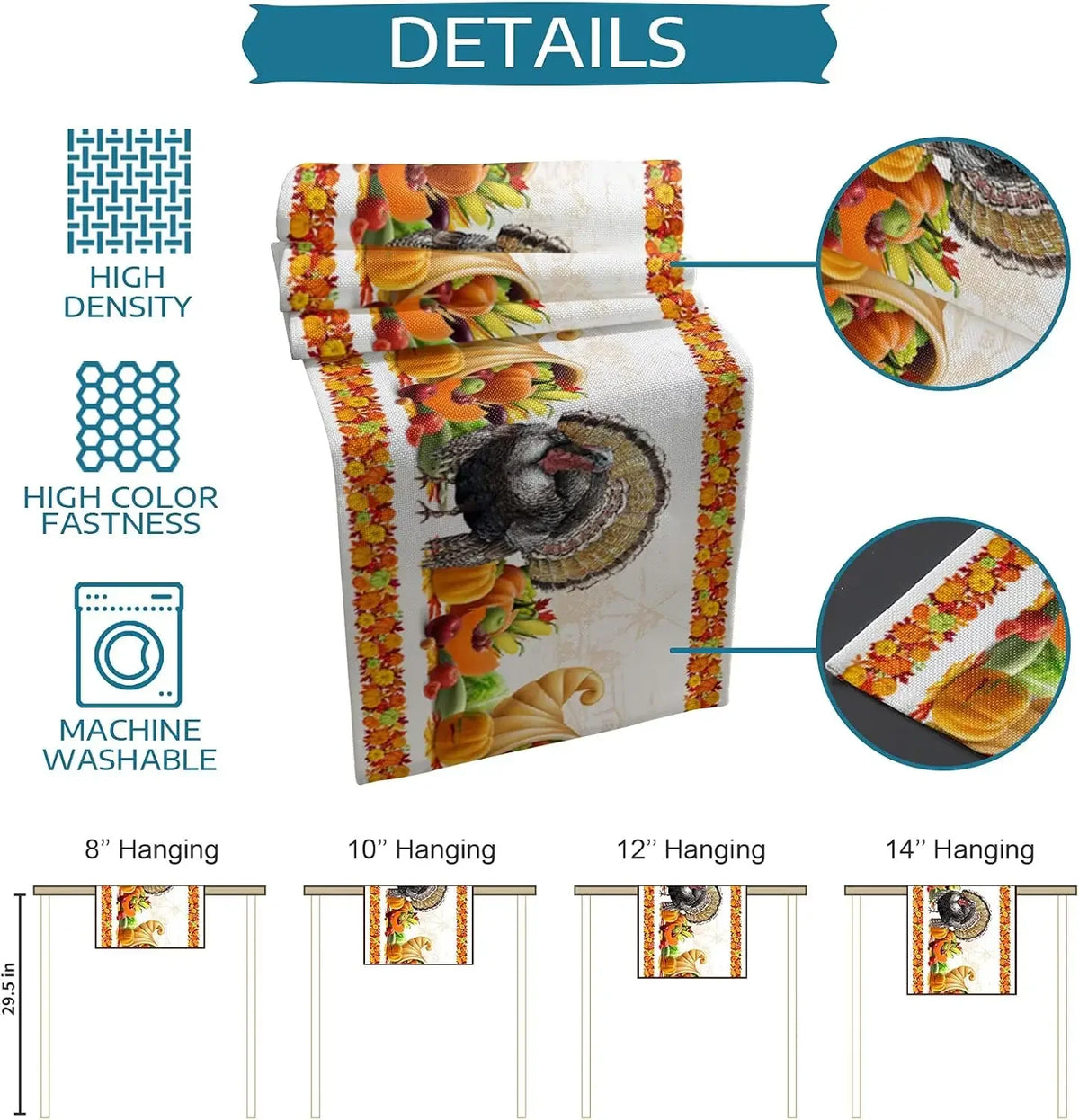 Cette image présente un accrochez mural décoratif représentant un motif floral coloré avec un oiseau au centre, disponible en plusieurs tailles. L'affiche est fabriquée avec une haute densité et une finition de couleur vive, et peut être lavée en machine.