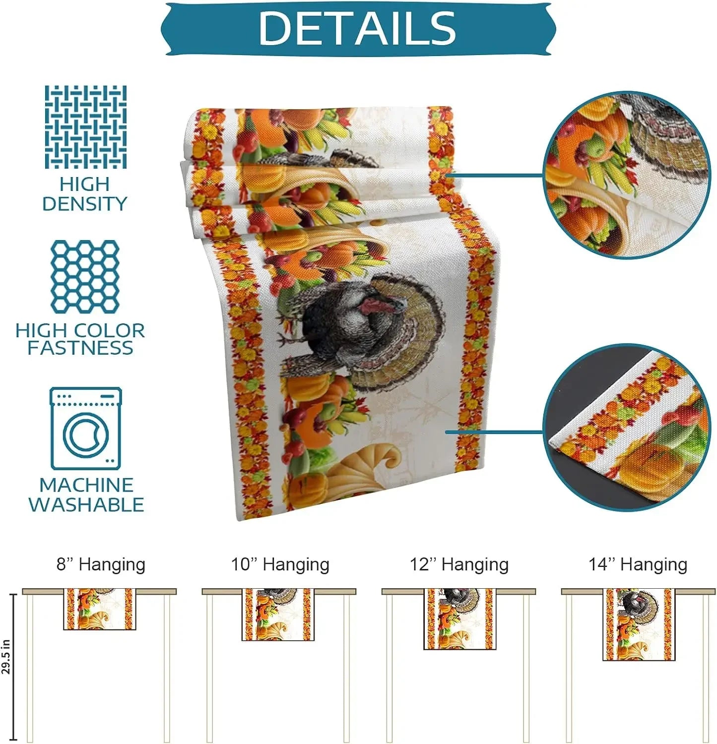 Cette image présente un accrochez mural décoratif représentant un motif floral coloré avec un oiseau au centre, disponible en plusieurs tailles. L'affiche est fabriquée avec une haute densité et une finition de couleur vive, et peut être lavée en machine.