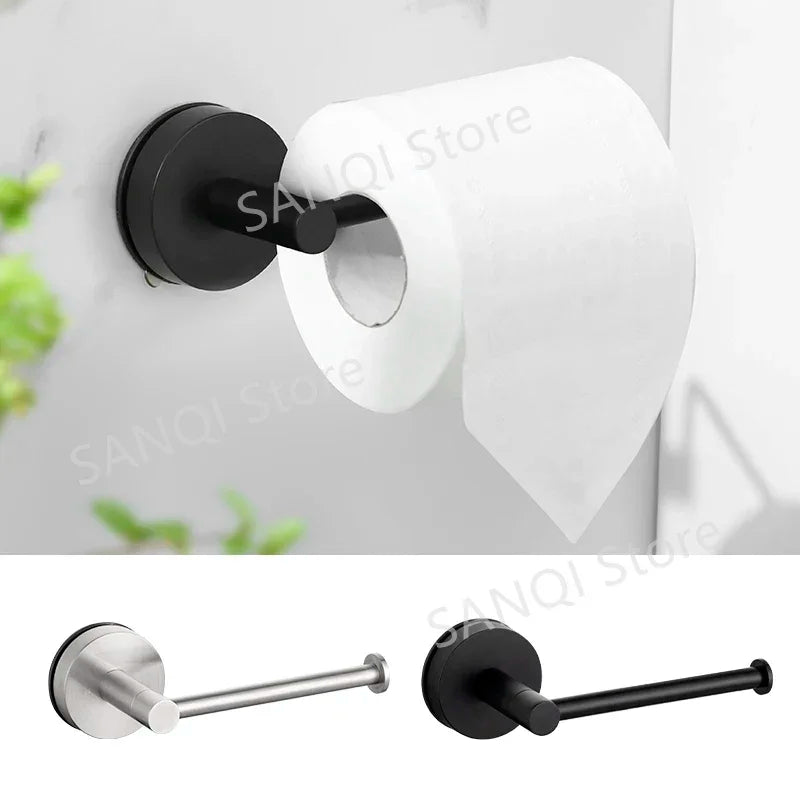 porte rouleau papier toilette acier inoxydable noir mat ventouse moderne minimaliste verre carrelage marbre