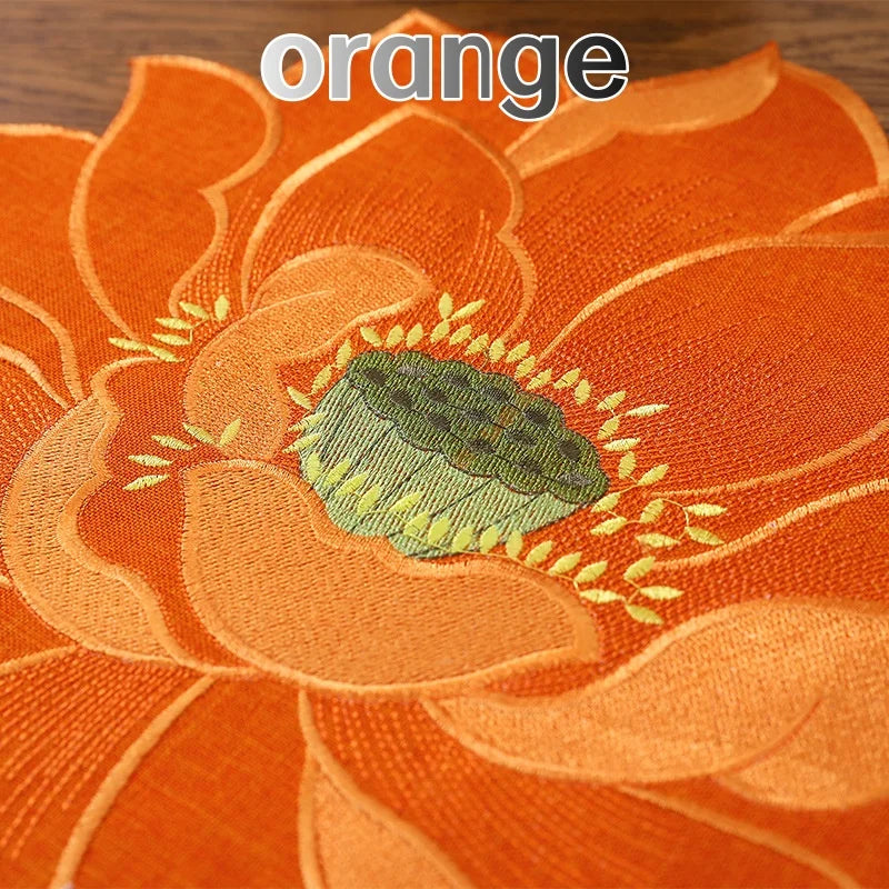 serviettes table modernes fleurs stylisées orange rose vert adhésives polyester