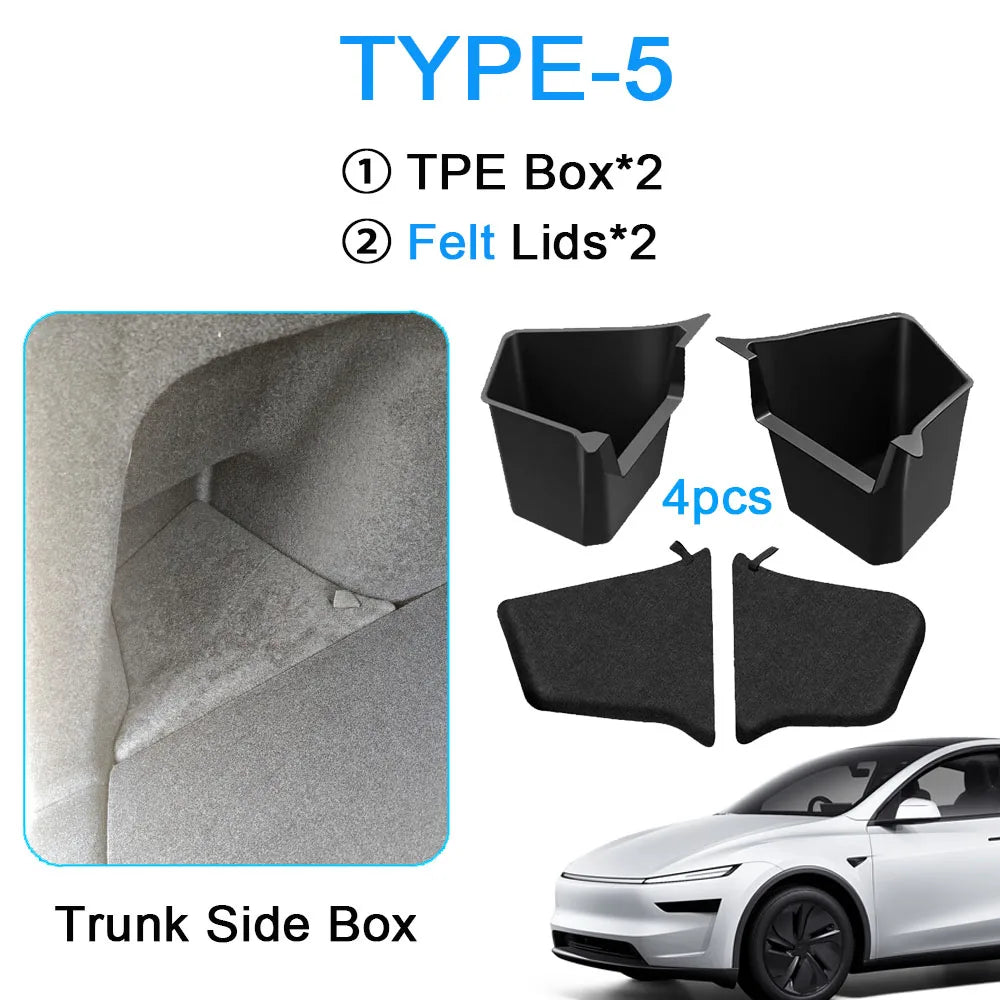 conteneurs rangement coffre voiture tesla model juniper 2025 noir texture antidérapante pliables moderne.storage sac